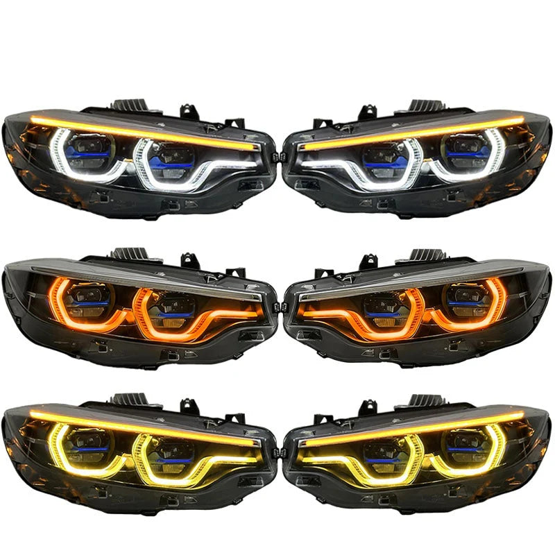F8X V3 IKON LED Headlights – Tri Color White/Yellow/Amber DRLs