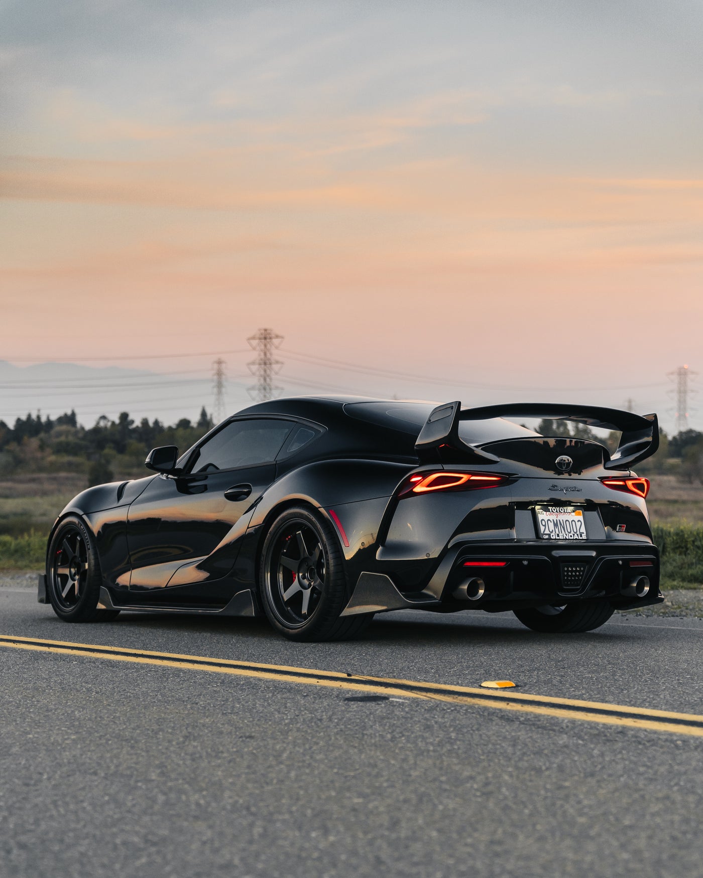 A90 Supra AG Style Carbon Fiber Skirt Extensions