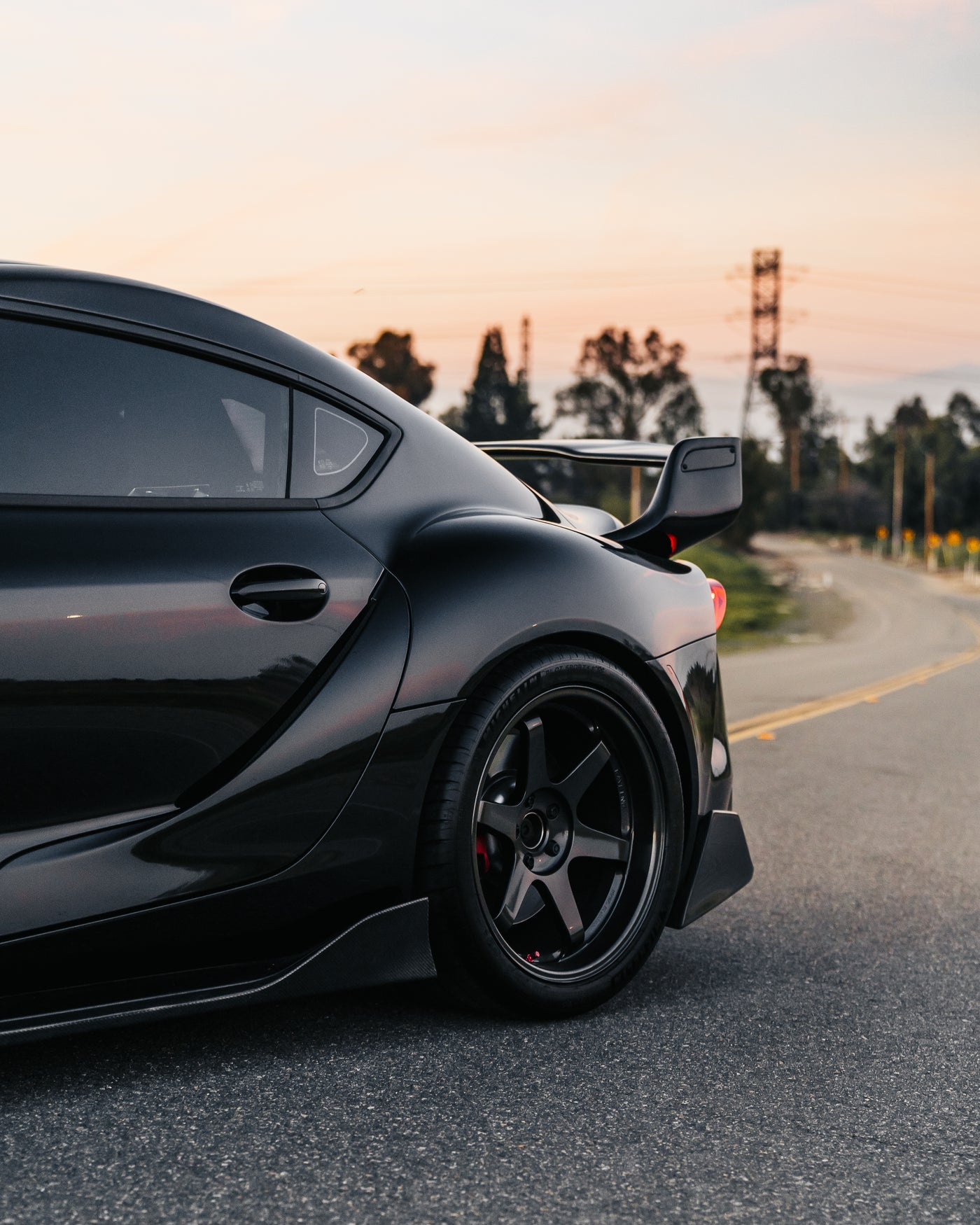 A90 Supra AG Style Carbon Fiber Skirt Extensions